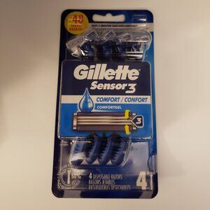 4-Pack Men's Gillette Sensor 3 Razors New Grooming Shaving Blue 3-blade